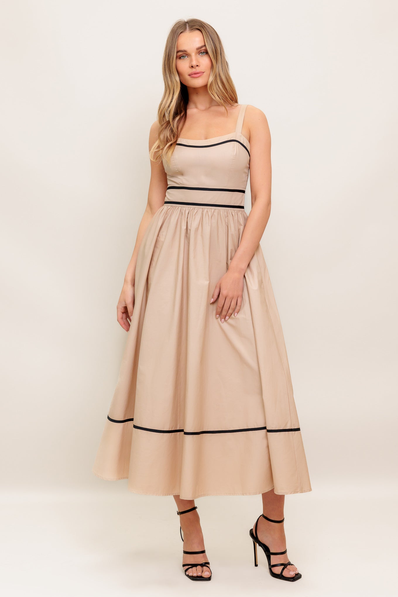 QUIET LUXE STRAP WOVEN MIDI DRESS