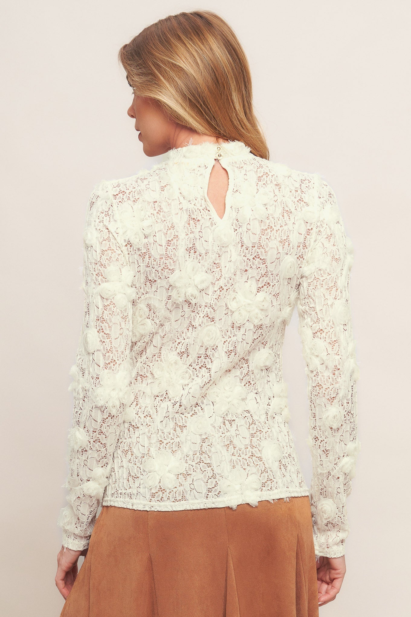 ROMANTIC SHEER FLORAL SWEATER TOP
