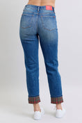 Load image into Gallery viewer, Plaid Print Cuff Jeans
