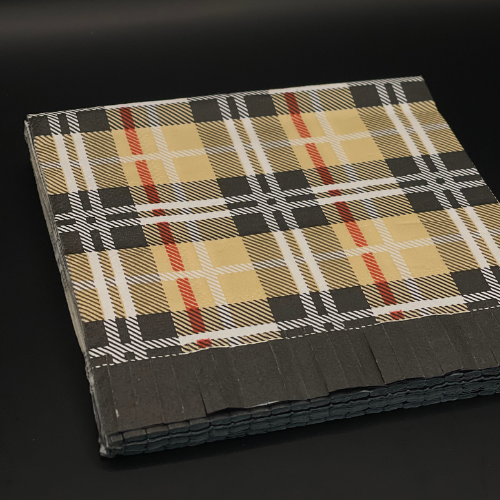 Plaid Fringe Cocktail Napkin