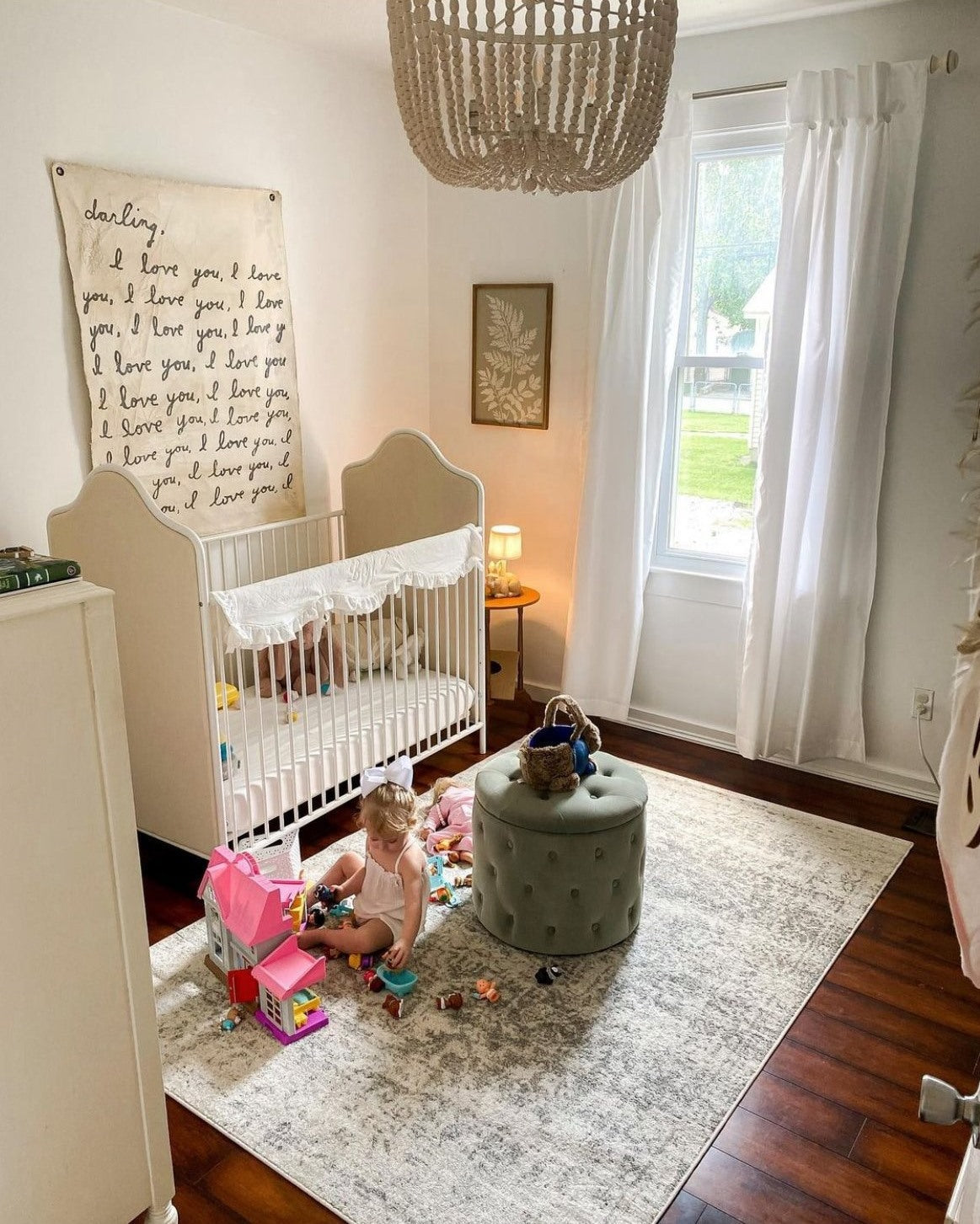 Handmade Crackled Wall Tarp – Darling, I Love You Quote