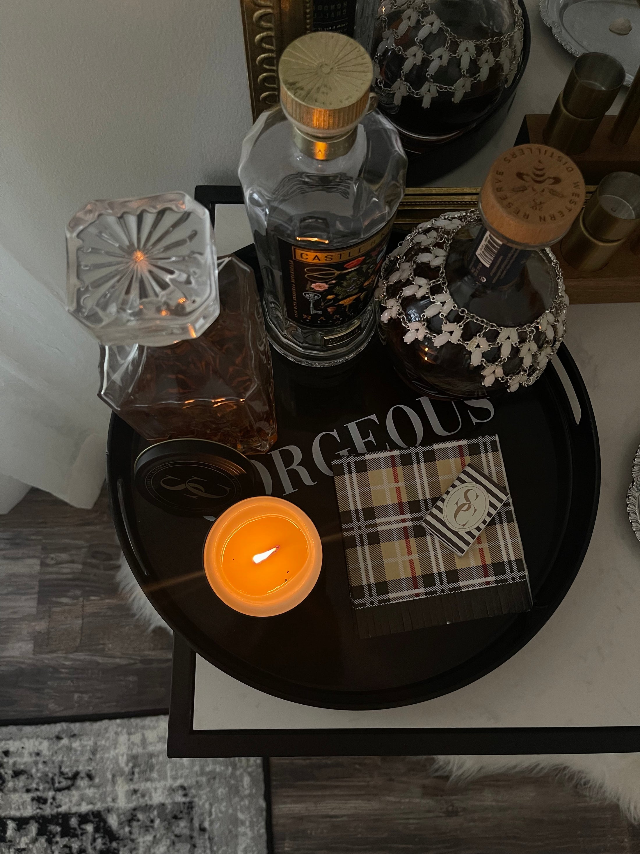 Plaid Fringe Cocktail Napkin