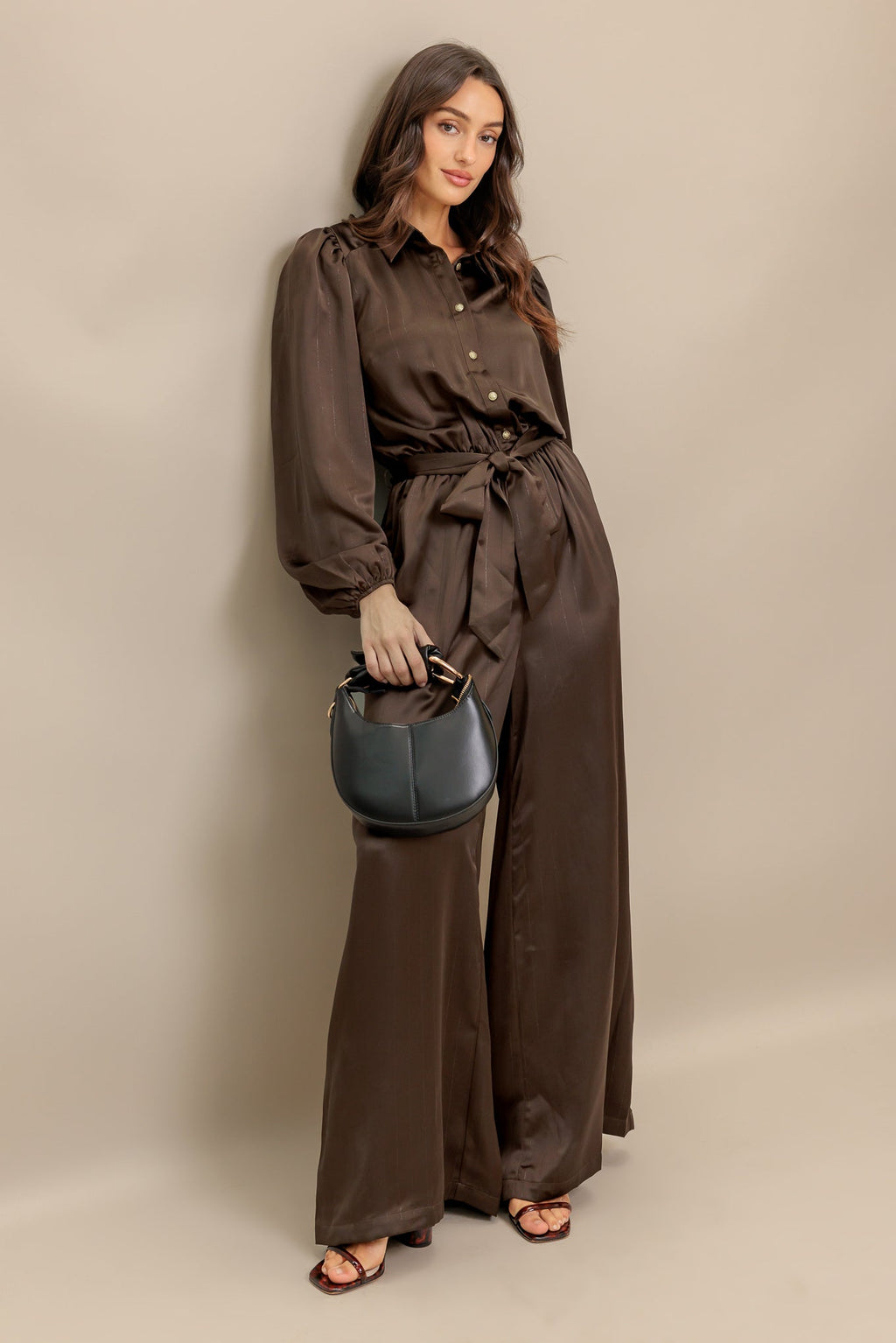 ESPRESSO WHISPER WOVEN JUMPSUIT