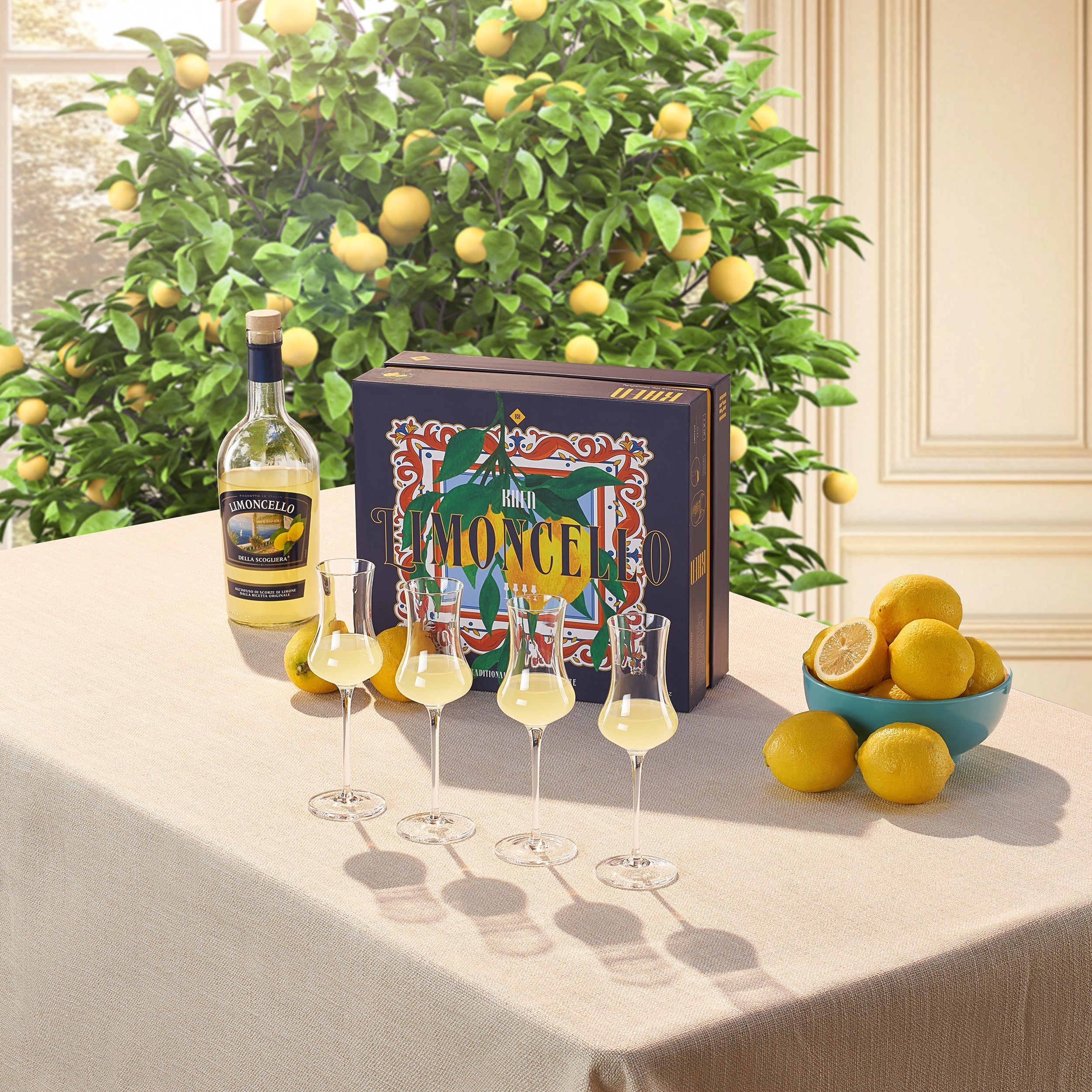 Specialty Limoncello Cocktail Glassware, Set of 4