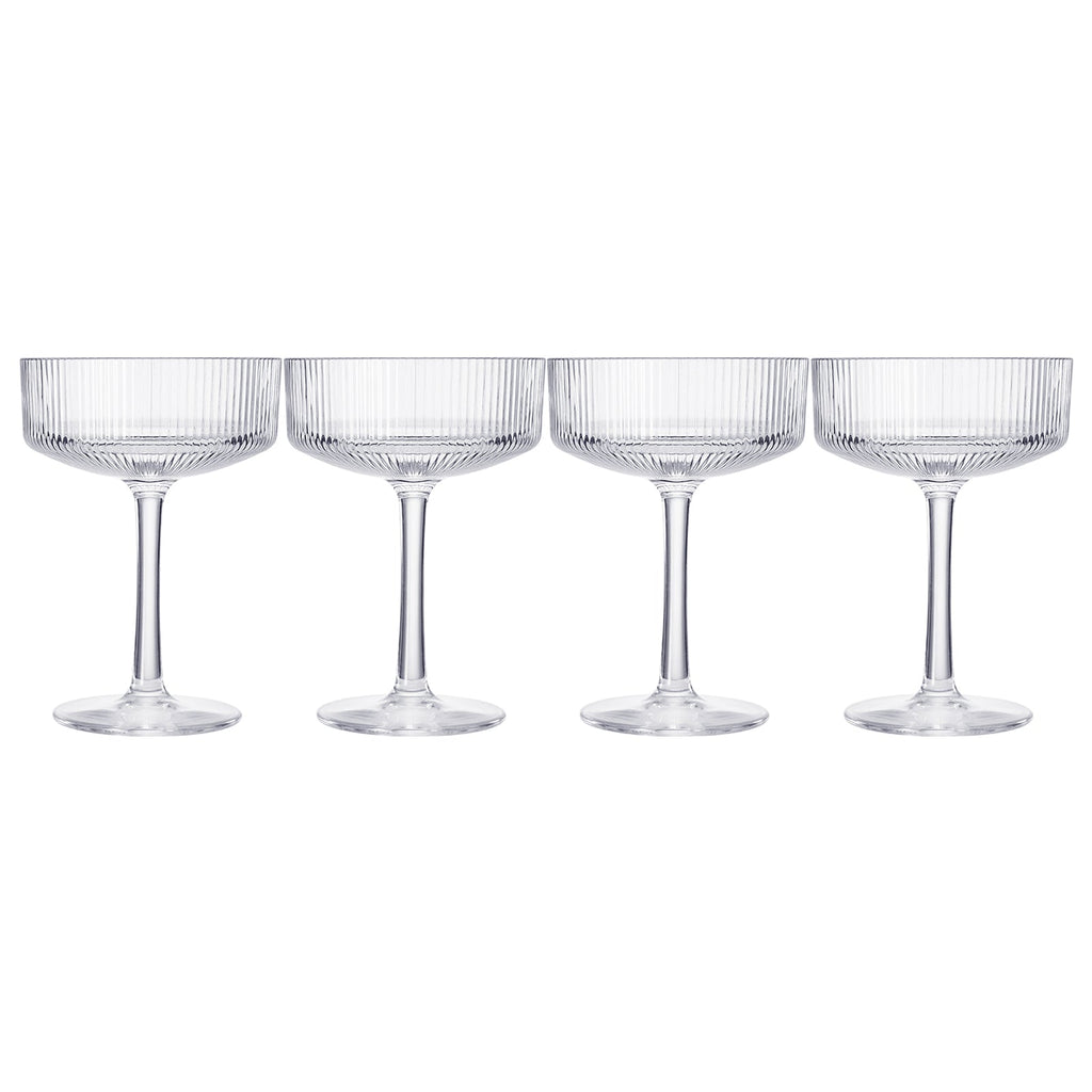 Barcelona Acrylic Champagne Coupe Cocktail Glassware, Set of 4
