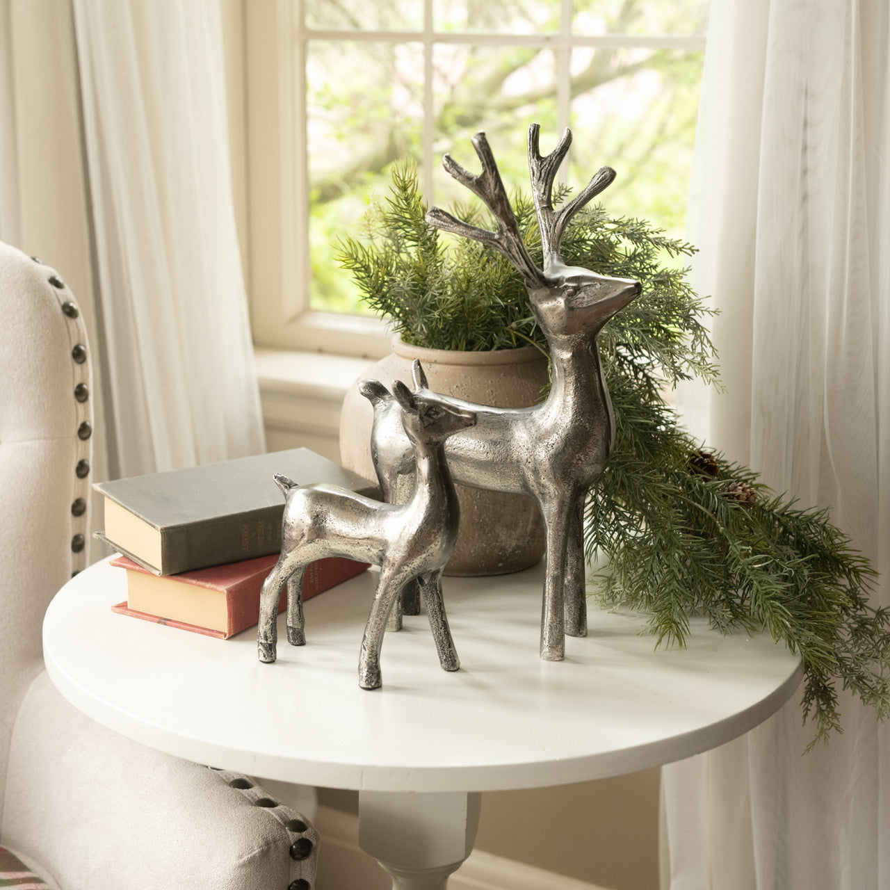 Pewter Aluminum Reindeer and Calf Figurines | 2 Styles