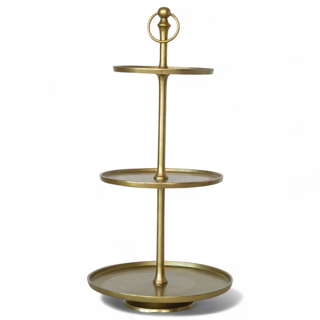 Gold Metal & Aluminum 3-Tier Tray