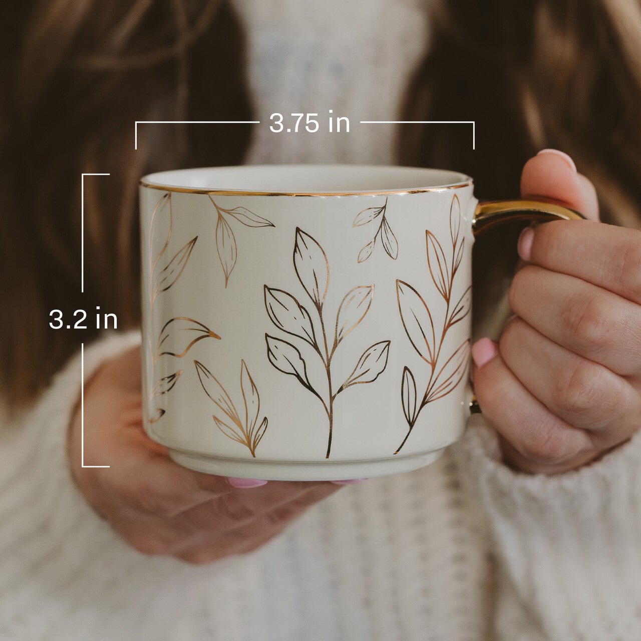 Brown Delft 14oz. Gold Handle Coffee Mug